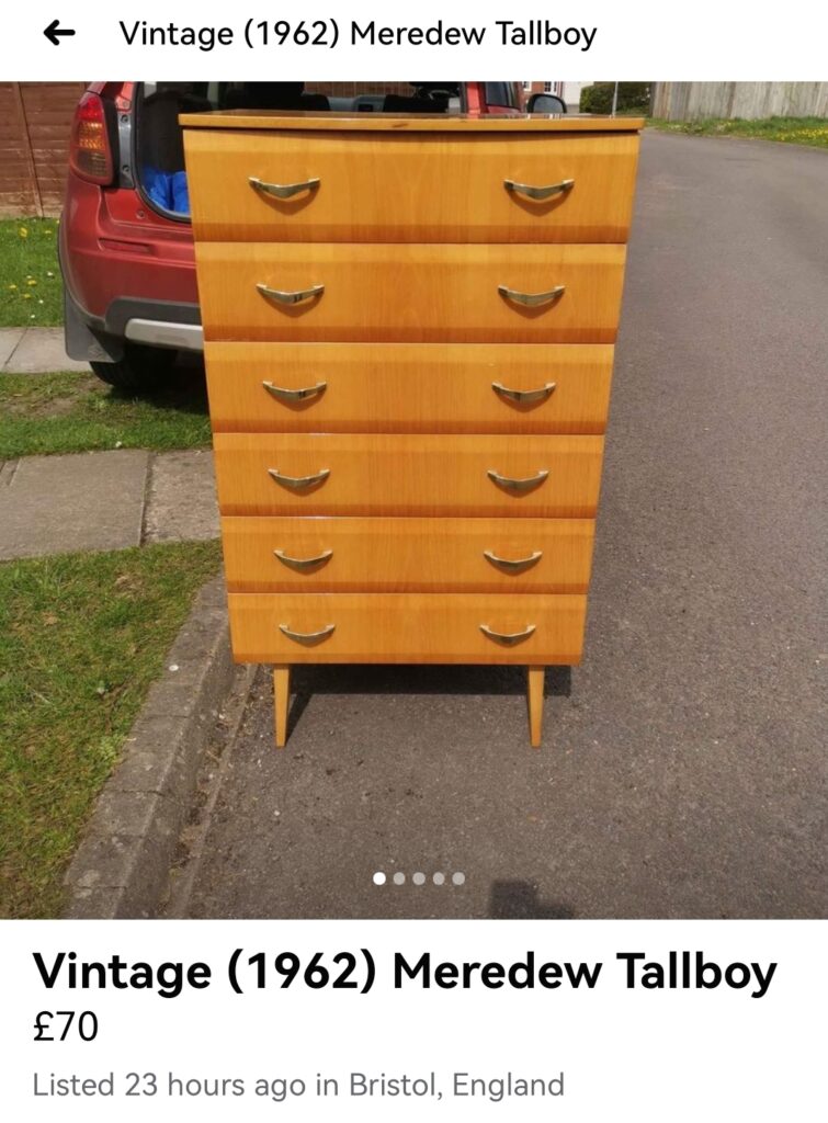 How To Find Cheap Mid-Century Furniture - Meredew tallboy chest of drawers