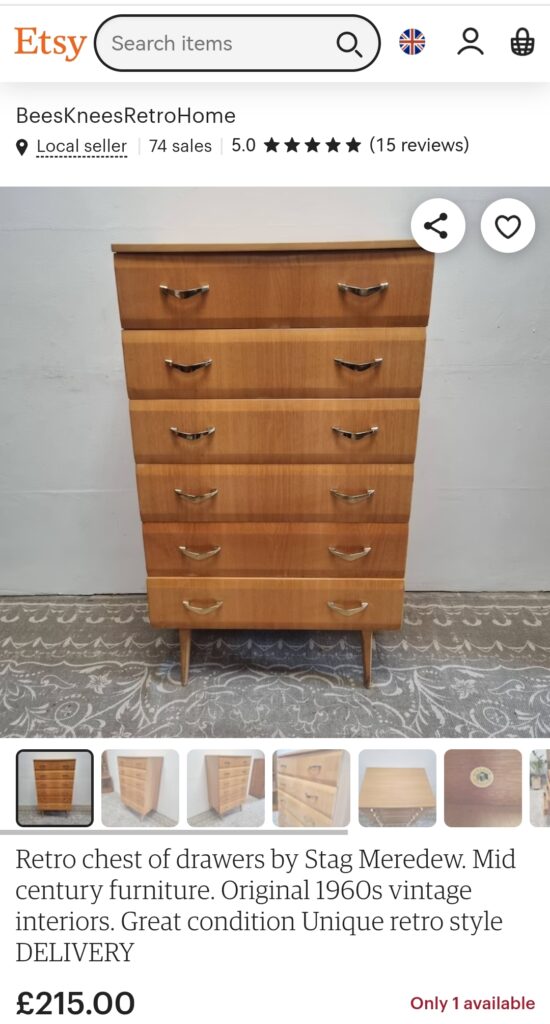 How To Find Cheap Mid-Century Furniture - Meredew tallboy chest of drawers
