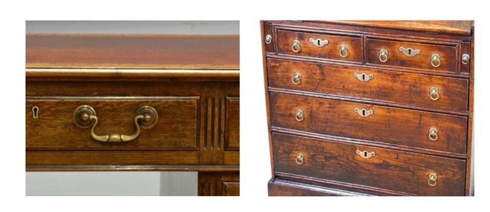 How to Identify Georgian Furniture (1714-1830) - brass or silver hardware, including handles, escutcheons, and keyhole surrounds.
