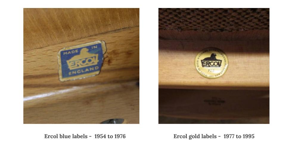 How to Identify Ercol Furniture - Ercol blue and gold labels (blue label 1954-1976 & gold label 1977-1995)