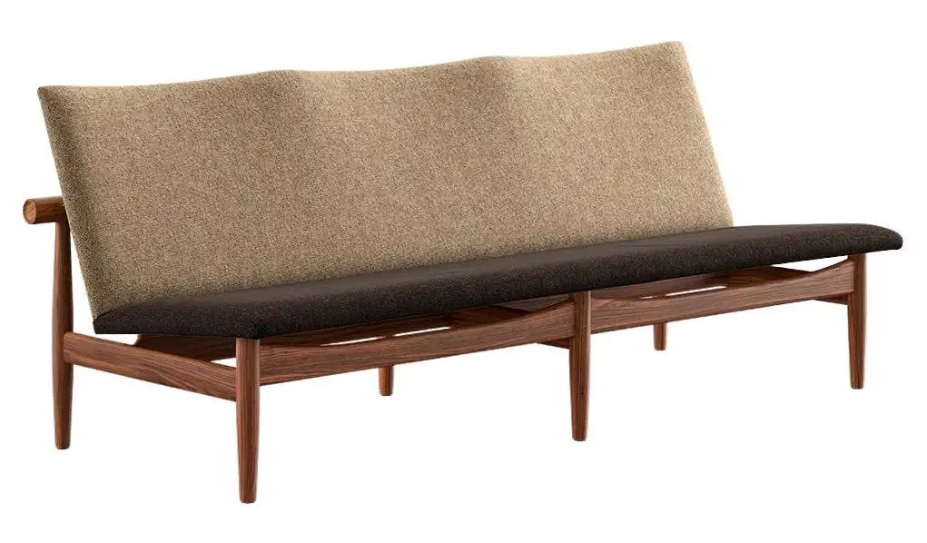 10 Best Vintage Danish Furniture Brands of the 1960s and 1970s - Finn Juhl Japan Series Sofa, Wood and Fabric