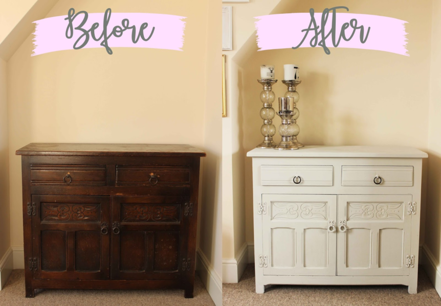 How To Upcycle Dark Wood Furniture. Before and after