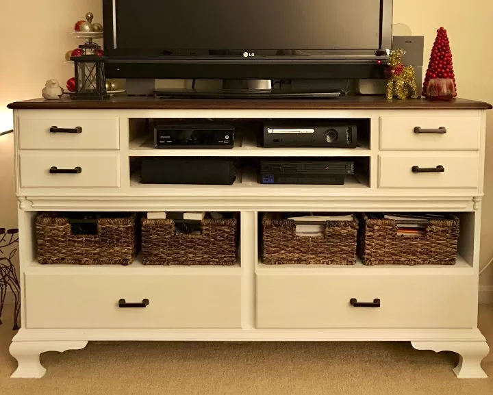 20 Upcycled and Repurposed Bedroom Furniture Ideas - Dresser-turned-Entertainment Center