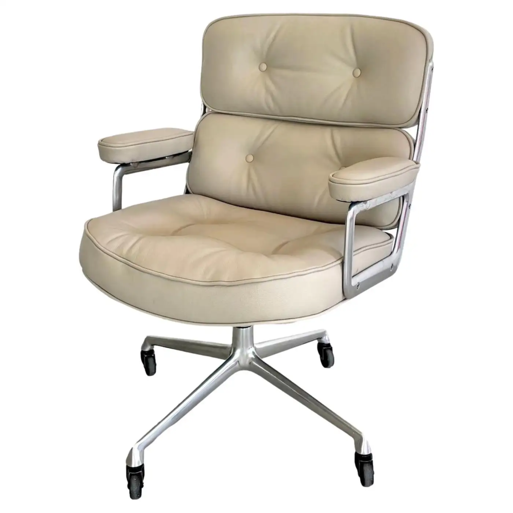 Top 1980s Furniture Brands - Eames Time Life Chair in Grey Leather for Herman Miller, 1980s