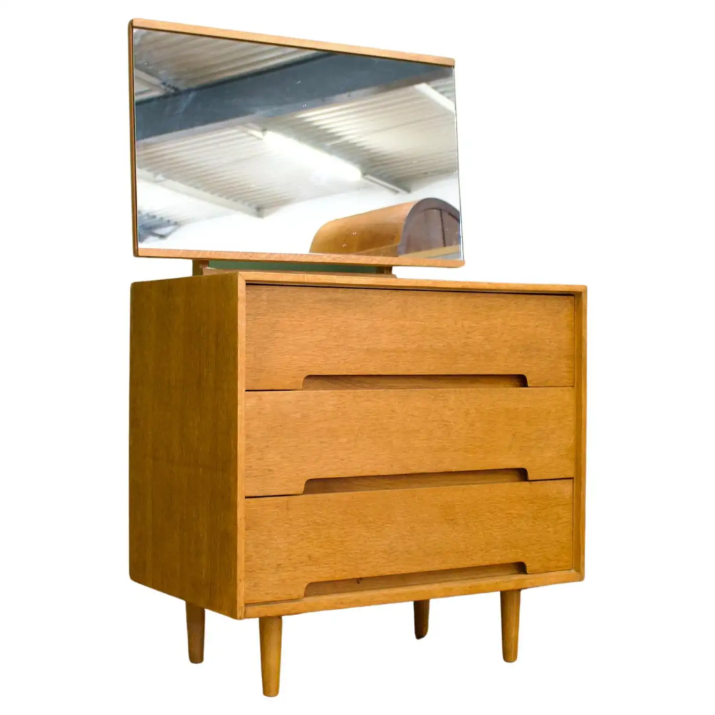 Stag Furniture Ranges - A Look at the Best of British Mid-Century Design - Mid Century Oak Dressing Chest of Drawers by John & Sylvia Reid for Stag, 1950s - C range
