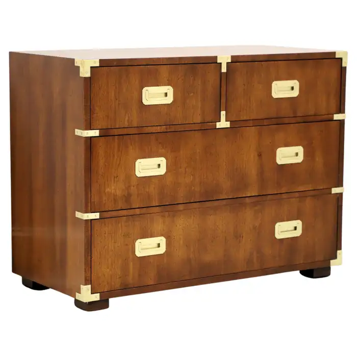 How to identify Henredon Furniture 
 - HENREDON Mid 20th Century Walnut Campaign Style Bachelor Ches