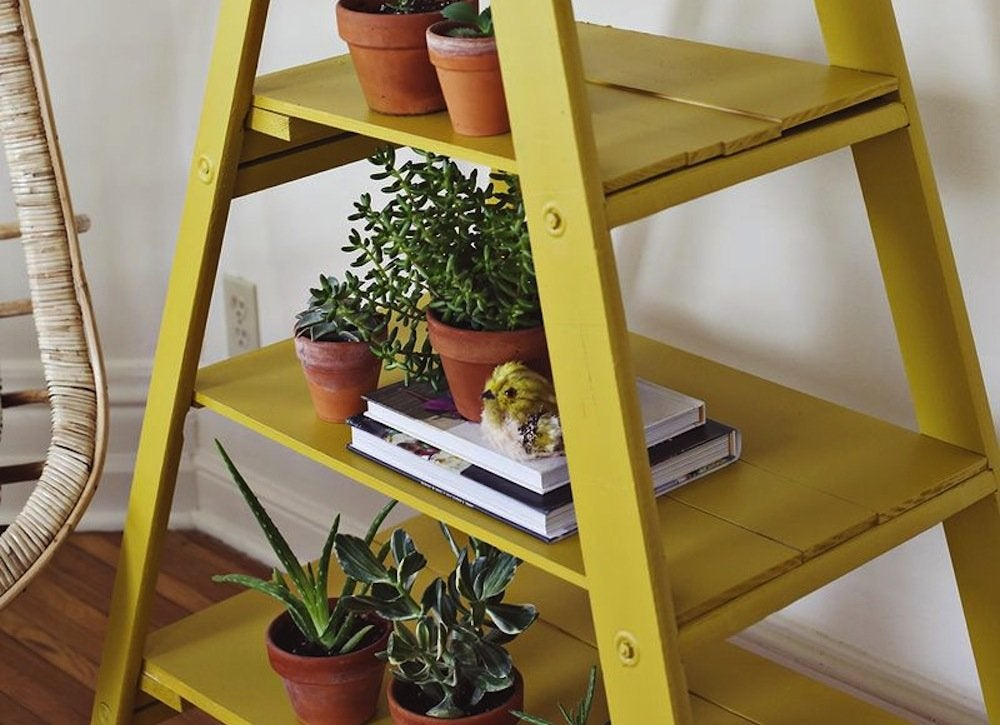 20 Upcycled and Repurposed Bedroom Furniture Ideas - Repurposed Ladder Shelf