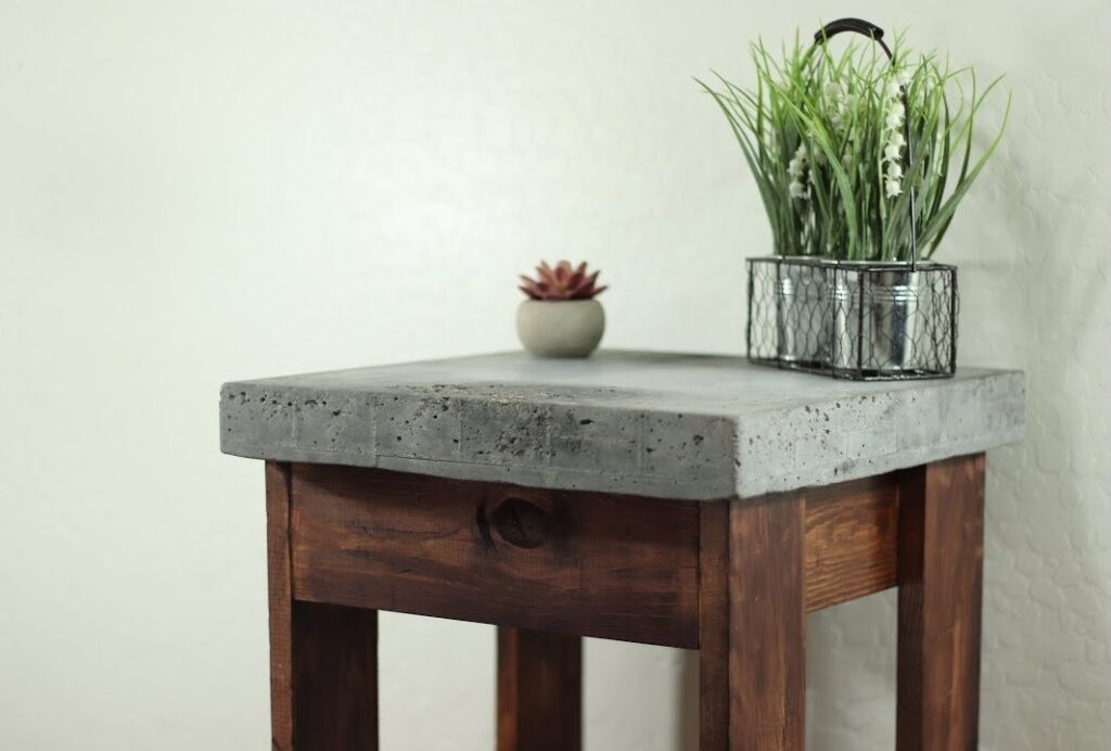 20 Upcycled and Repurposed Bedroom Furniture Ideas - DIY Upcycled Concrete Top Nightstand