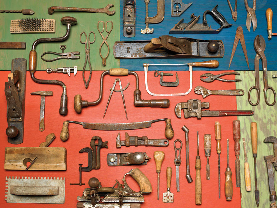 15 Best Places To Sell Antique, Vintage, and Old Tools - Image of a bunch of old tools. Learn where to sell antique tools, vintage tools, and vintage power tools for cash. Find out who buys antique power tools and what to do with a bunch of old tools.